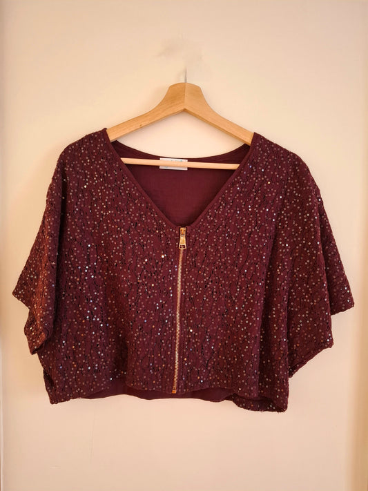 Chaqueta Siena vino lentejuelas