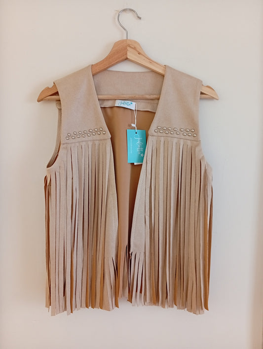 Chaleco flecos Grape beige